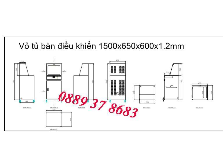 Bản vẽ tủ bàn điều khiển bãi giữ xe 1500x650x600